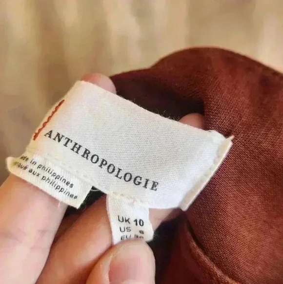 Anthropologie Button Wide-Leg Ankle Pants in Rust Boho Linen Blend 6 Women's - Picture 11 of 11